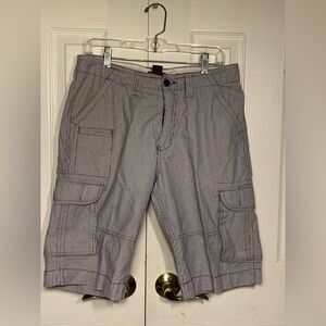 Mens Size‎ 32 Foot Locker Jean Grey & White Striped  Shorts With Cargo Pockets